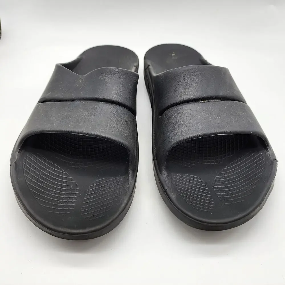 Oofos Ooahh Black Recovery Slide Sandals Men's 14-16 Slip On Open Toe Comfort‎